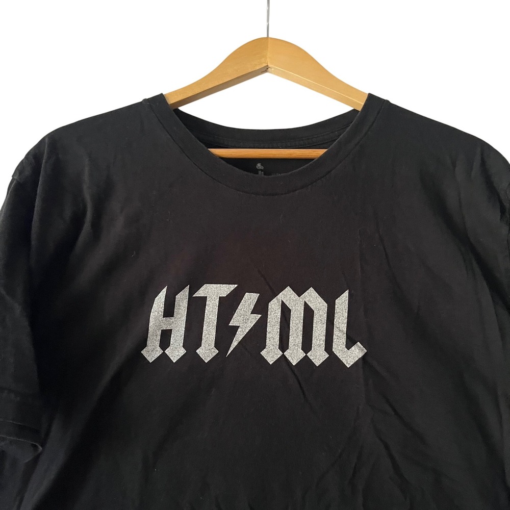 HTML T-Shirt AC DC Style Graphic Tee Coding Programmer Coder Geek XL - Picture 2 of 6